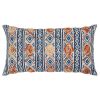 Rust Blue Diamond Strands Tribal Lumbar Pillow