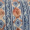 Rust Blue Diamond Strands Tribal Lumbar Pillow