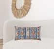 Rust Blue Diamond Strands Tribal Lumbar Pillow