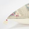 Beige Boho Medallion Tasseled Throw Pillow