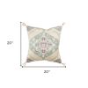Beige Boho Medallion Tasseled Throw Pillow