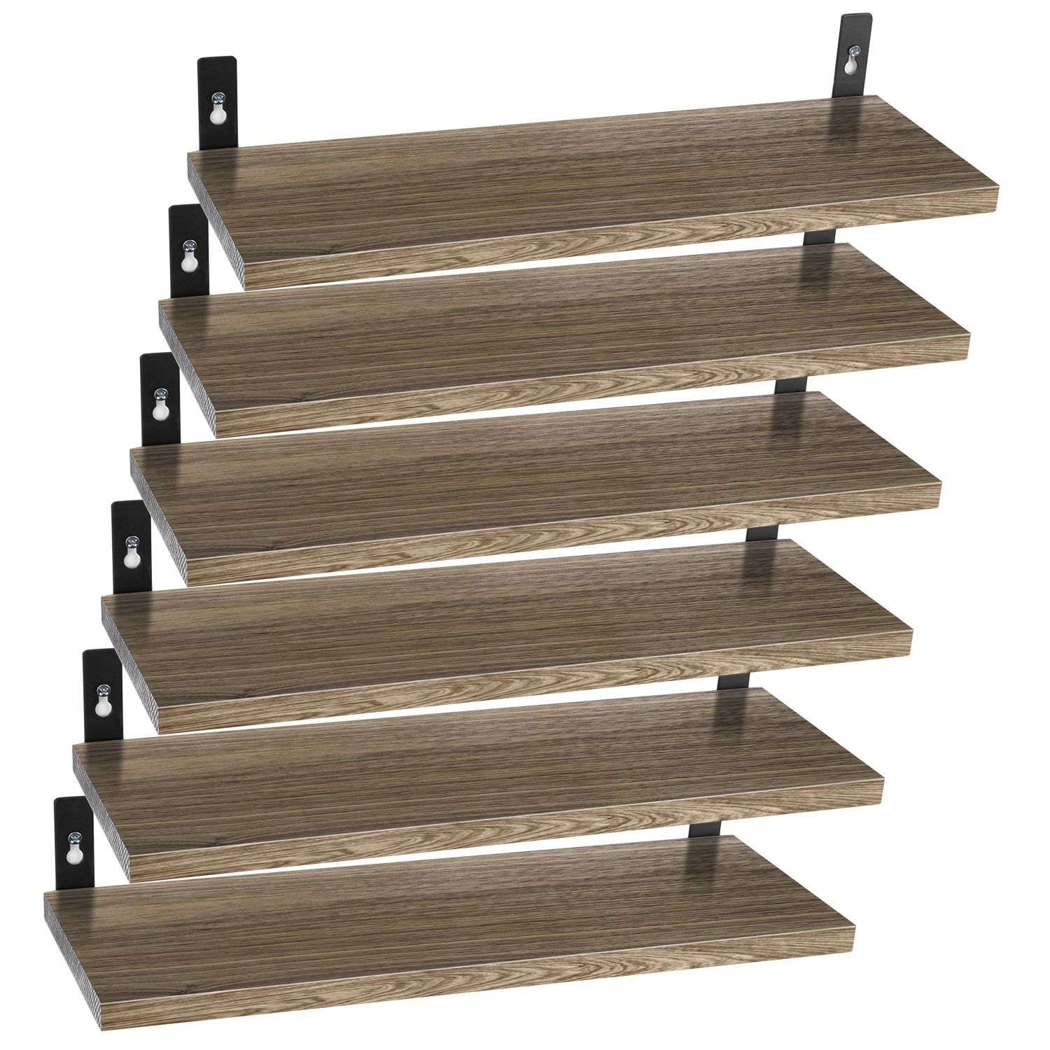 6 Sets Floating Shelves 15.55x5.19Inch Wall Mounted Shelves Wood Storage Shelves Metal Bracket Hanging Display Shelf Wall Organizer for Living Room Ba 6 Sets Floating Shelves 15.55x5.19Inch Wall Mounted Shelves Wood Storage Shelves Metal Bracket Hanging Display Shelf Wall Organizer for Living Room Ba