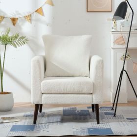 Teddy Fabric Accent Chair, Fabric Armchair Club Chair,Barrel Chair,Upholstered Arm Chair with Solid Wood Legs,Waist Pillow