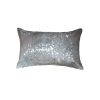 12" X 20" Gray Cowhide Throw Pillow