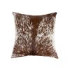 18" Brown and White Cowhide Throw Pillow