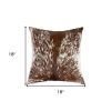 18" Brown and White Cowhide Throw Pillow