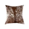 18" Brown and White Cowhide Throw Pillow