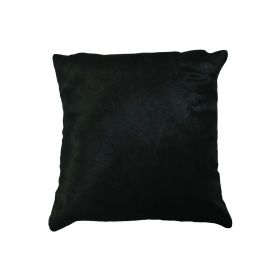 18" Black Cowhide Throw Pillow (Color: Black)