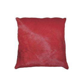 18" Red Cowhide Throw Pillow (Color: Red)
