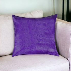 18" Purple Cowhide Throw Pillow (Color: Purple)