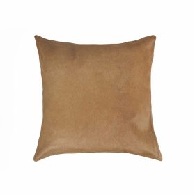 18" Tan Cowhide Throw Pillow (Color: Tan)
