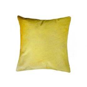 18" Yellow Cowhide Throw Pillow (Color: Yellow)