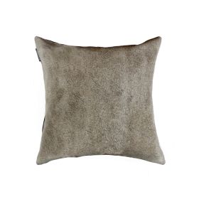 18" Gray Cowhide Throw Pillow (Color: Gray)