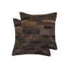 Set of Two 18" Chocolate Cowhide Throw Pillows