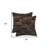 Set of Two 18" Chocolate Cowhide Throw Pillows