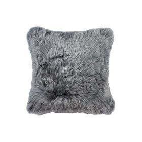 Set of Two 18" Gray Cowhide Throw Pillows (Color: Gray)