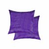 Set of Two 18" Purple Cowhide Throw Pillows
