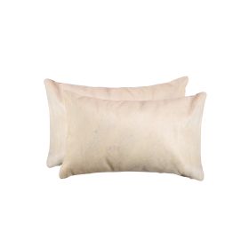 Set of Two 12" X 20" Natural Cowhide Throw Pillow (Color: Natural)