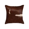 Set of Two 18" Brown And White Cowhide Throw Pillows