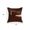 Set of Two 18" Brown And White Cowhide Throw Pillows