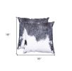 Set of Two 18" Gray and White Cowhide Throw Pillow