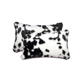 Set of Two 12" X 20" Black and White Throw Pillows (Color: Black, White)