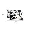 Set of Two 12" X 20" Black and White Throw Pillows