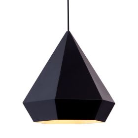 Black Lantern Metal Dimmable Ceiling Light With Black Shades (Color: Black)