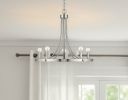 Silver Candle Style Five Light Metal Dimmable Chandelier