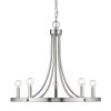 Silver Candle Style Five Light Metal Dimmable Chandelier