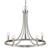 Silver Candle Style Five Light Metal Dimmable Chandelier