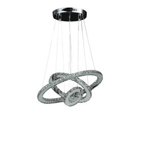 Silver Metal and Crystals LED Dimmable Chandelier (Color: Silver)