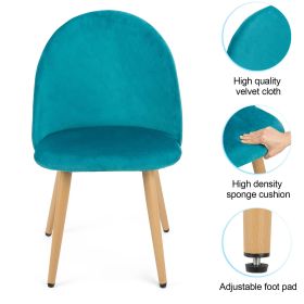 Accent Living Dining Room Velvet  Chair Club Leisure Guest Lounge Bedroom Upholstered Chair with Gold Metal Legs set of 2 (Quantity: 2, Color: Blue2)