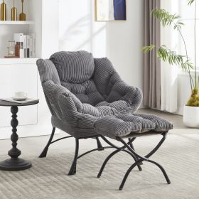 Lazy Chair with Ottoman, Modern Lounge Accent Chair with Armrests and a Side Pocket (Color: as Pic)