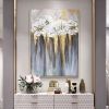 Foil golden flowers hand painted oil painting on canvas abstract large painting wall picture for home office decor